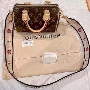 Authentic Louis Vuitton speedy reversible strap Bandouliere Nior black Jacquard